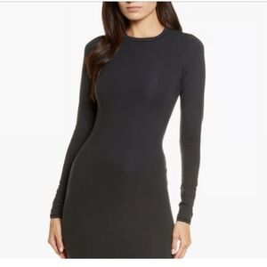 ZARA CREW NECK LONG SLEEVE BODYCON SHEATH MINI DRESS BLACK SZ M NWT